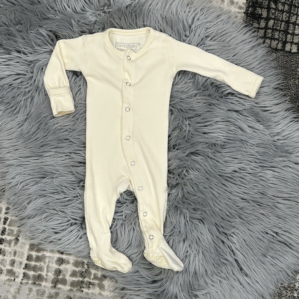 L'ovedbaby‎ Unisex Cream Organic Cotton Snap Footie Size 0-3 Months